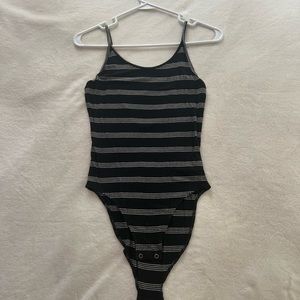 American Eagle black striped bodysuit